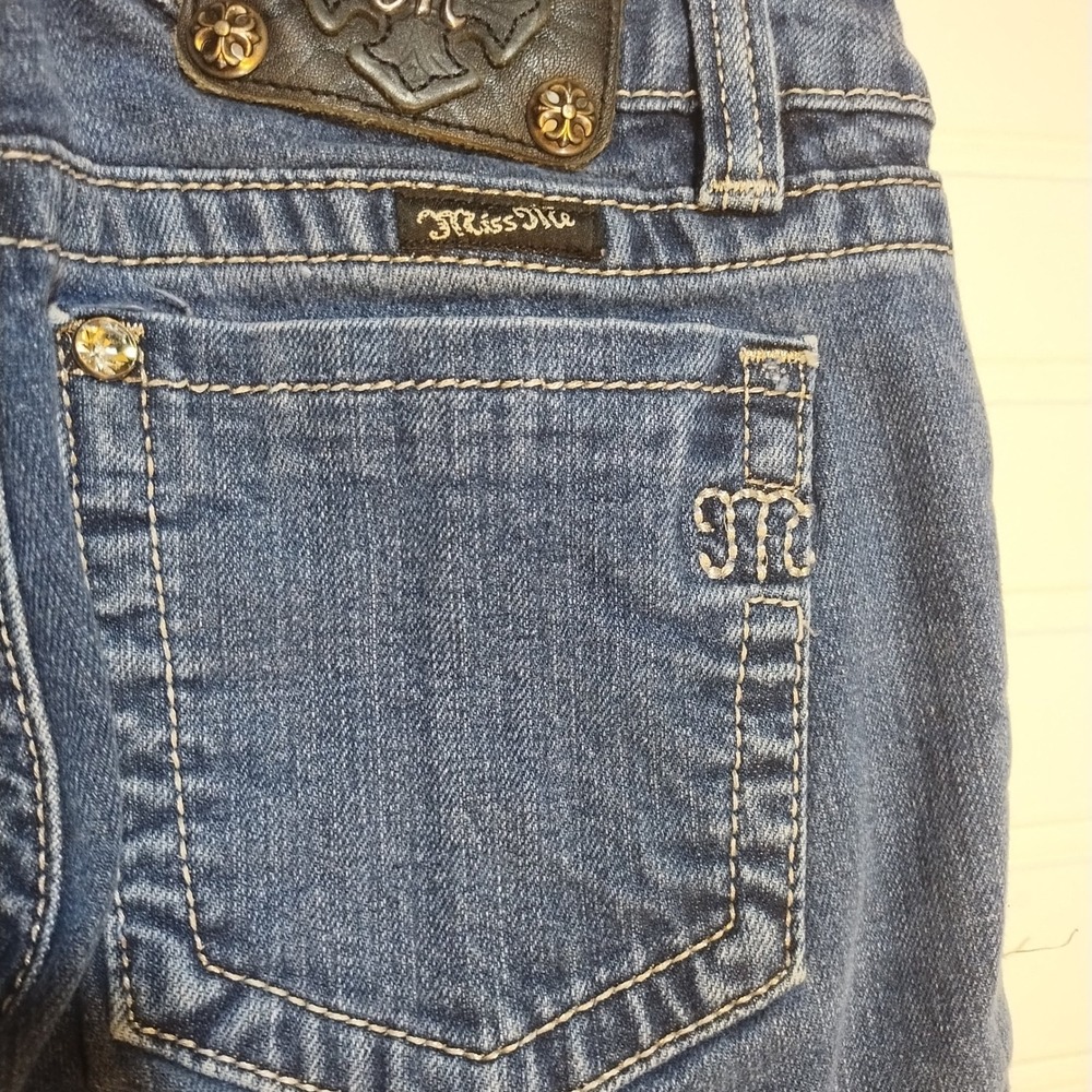 Miss Me Skinny Jeans Womens 28 Dark Wash Low Rise Embellished Y2K Western Denim - Picture 13 of 15
